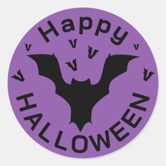Happy Halloween paarse Ronde Sticker (Voorkant)