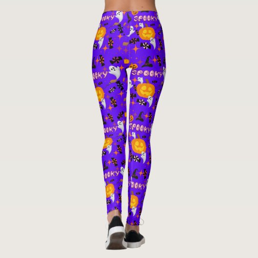 Happy Halloween Paarse Spooky Feest Leggings (Achterkant)