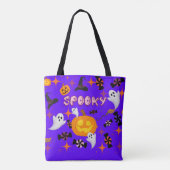 Happy Halloween Paarse Spooky Feest Tote Bag (Achterkant)