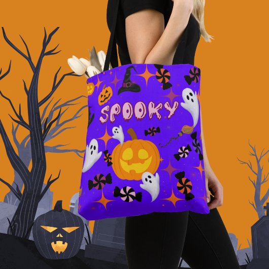 Happy Halloween Paarse Spooky Feest Tote Bag