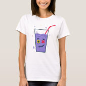 Happy Halloween | Paarse Zombie Stro & Drink T-shirt (Voorkant)