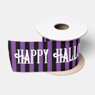 Happy Halloween Paarse zwarte heks strepen Satijnen Lint