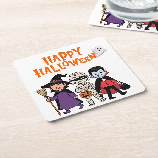 Happy Halloween Paper Coaster Kartonnen Onderzetters (Schuin)