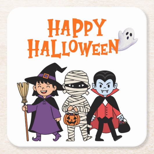 Happy Halloween Paper Coaster Kartonnen Onderzetters (Voorkant)