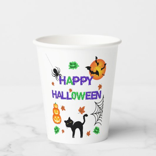 Happy Halloween-papierbekertjes Papieren Bekers (Voorkant)