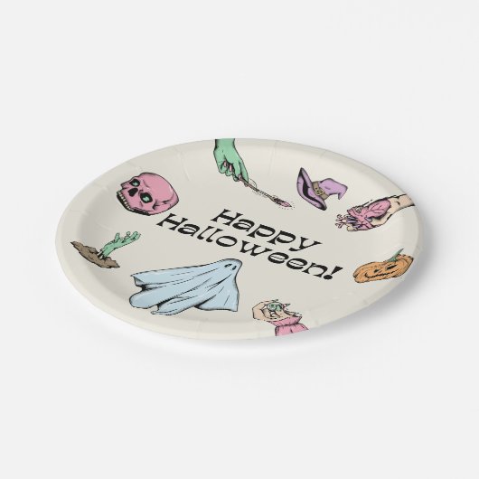 Happy Halloween Papieren Bordje (Gekanteld)