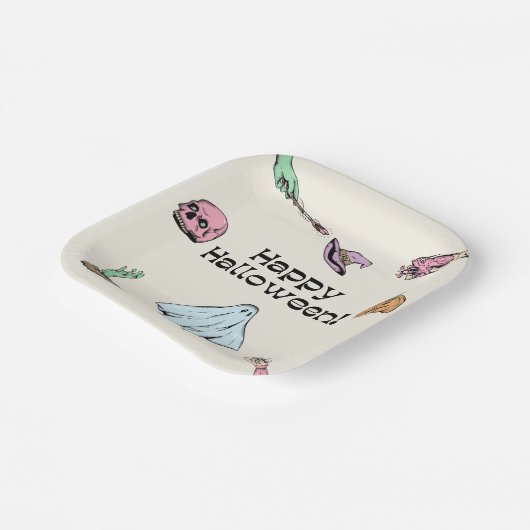Happy Halloween Papieren Bordje (Gebogen)