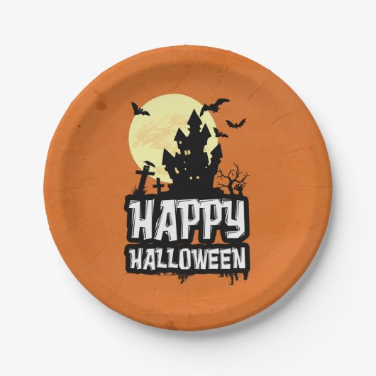 Happy Halloween Papieren Bordje (Voorkant)