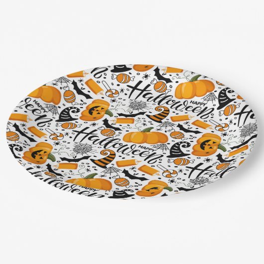 Happy Halloween Papieren Bordje (Gekanteld)