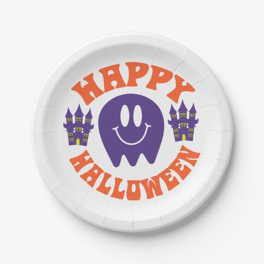 Happy Halloween Papieren Bordje (Voorkant)