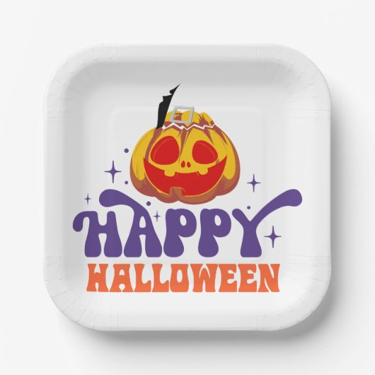 Happy Halloween Papieren Bordje (Voorkant)