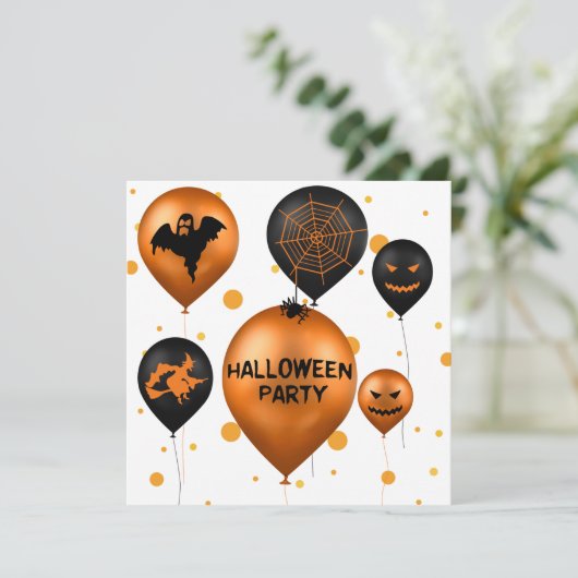 Happy Halloween Party-ballonnen Kaart (Staand voorkant)