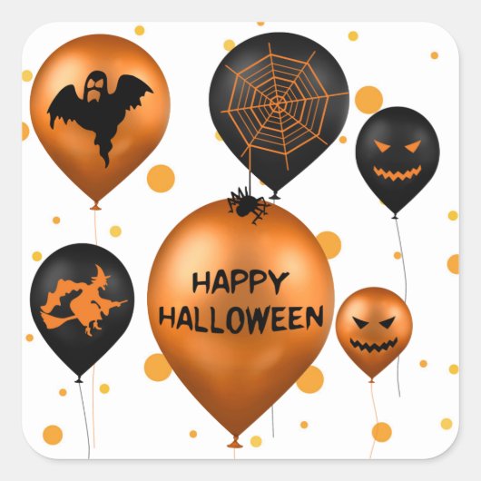 Happy Halloween Party-ballonnen Vierkante Sticker (Voorkant)