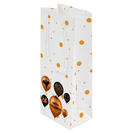 Happy Halloween Party-ballonnen Wijn Cadeautas (Voorkant Gekanteld)