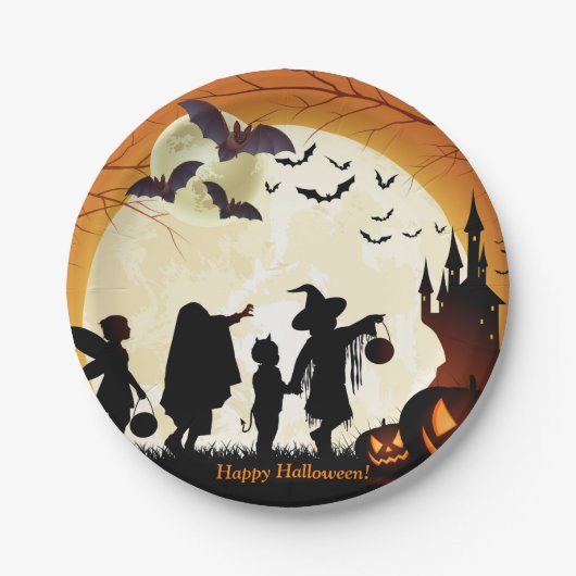 Happy Halloween Party Bats Pumpkins Paper Bord (Voorkant)