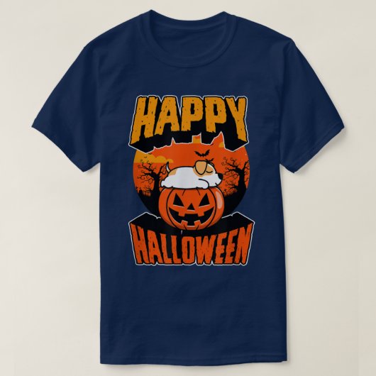 Happy Halloween Party Cute Napping Kawaii Pitbull T-shirt (Design voorkant)