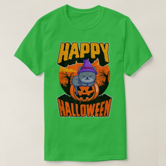 Happy Halloween Party Cute Napping Kawaii Witch Ca T-shirt (Design voorkant)