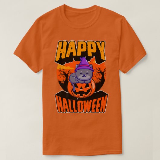 Happy Halloween Party Cute Napping Kawaii Witch Ca T-shirt (Design voorkant)