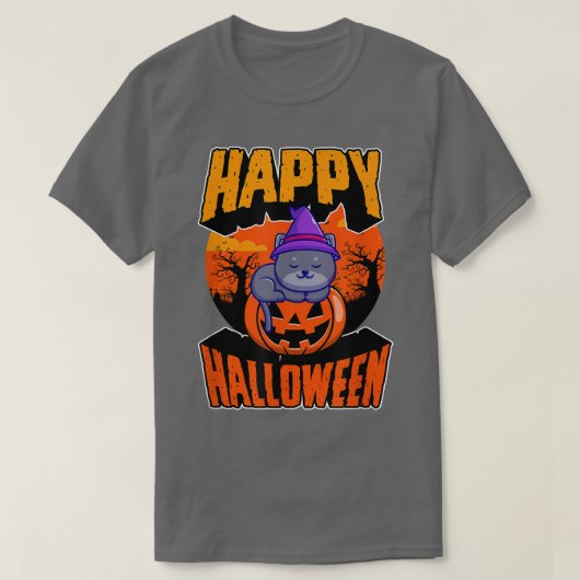 Happy Halloween Party Cute Napping Kawaii Witch Ca T-shirt (Design voorkant)