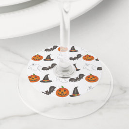 Happy Halloween Party Ghost Bat Pumpkin Witch Wijnglaslabel
