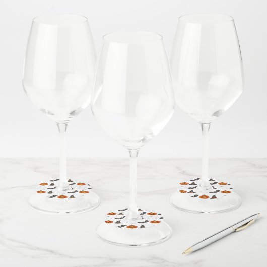 Happy Halloween Party Ghost Bat Pumpkin Witch Wijnglaslabel (Set)