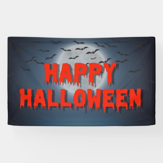Happy Halloween Party gothic creepy red bloed Spandoek (Horizontaal)