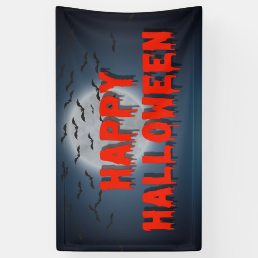 Happy Halloween Party gothic creepy red bloed Spandoek (Verticaal)