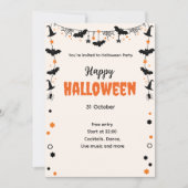 Happy Halloween Party Invitation with Bats, Stars  Kaart (Voorkant)
