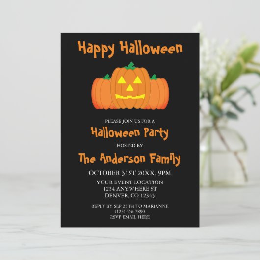 Happy Halloween Party Kaart (Staand voorkant)