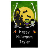 Happy Halloween Party Monsters Green Klein Cadeauzakje (Achterkant)