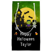 Happy Halloween Party Monsters Green Klein Cadeauzakje (Voorkant)