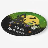 Happy Halloween Party Monsters Green Papieren Bordje (Gekanteld)