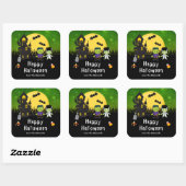 Happy Halloween Party Monsters Green Vierkante Sticker (Vel)