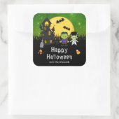 Happy Halloween Party Monsters Green Vierkante Sticker (Tas)