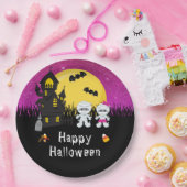 Happy Halloween Party Mummy Pink Papieren Bordje (Feest)