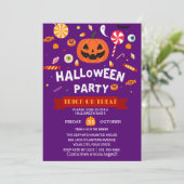 Happy Halloween Party nodiging Kaart (Staand voorkant)