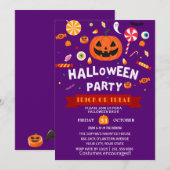 Happy Halloween Party nodiging Kaart (Voorkant / Achterkant)