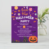 Happy Halloween Party nodiging Kaart (Staand voorkant)