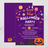 Happy Halloween Party nodiging Kaart (Voorkant / Achterkant)