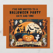 Happy Halloween Party nodiging Kaart (Voorkant / Achterkant)