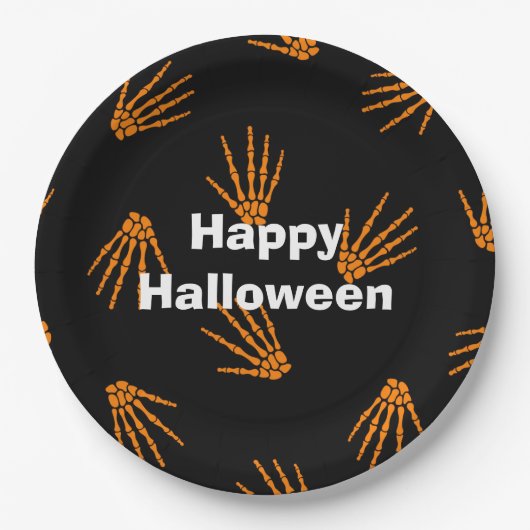 Happy Halloween Party Oranje Botten Papieren Bordje (Voorkant)