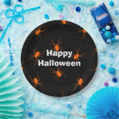 Happy Halloween Party Oranje Spider Papieren Bordje (Feest)