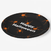 Happy Halloween Party Oranje Spider Papieren Bordje (Gekanteld)