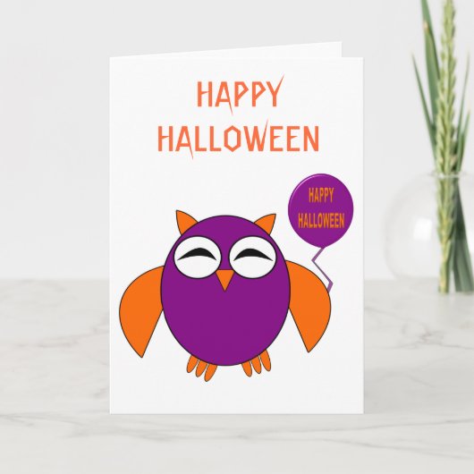 Happy Halloween Party Owl Custom Kaart (Voorkant)