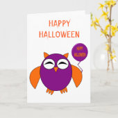Happy Halloween Party Owl Custom Kaart (Gele Bloem)
