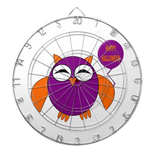 Happy Halloween Party Owl Dart Board Dartbord (Voorkant)