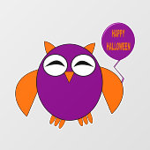 Happy Halloween Party Owl Raamsticker (Vel)