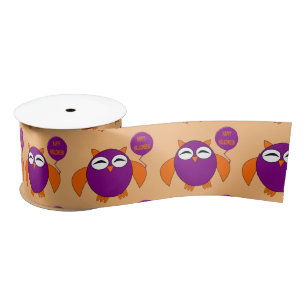 Happy Halloween Party Owl Ribbon Satijnen Lint