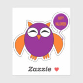 Happy Halloween Party Owl Shaped Sticker (Vel)