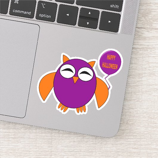 Happy Halloween Party Owl Shaped Sticker (Detail)